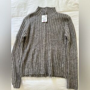NWT- Zara Gray Turtleneck Sweater with Ribbed Texture